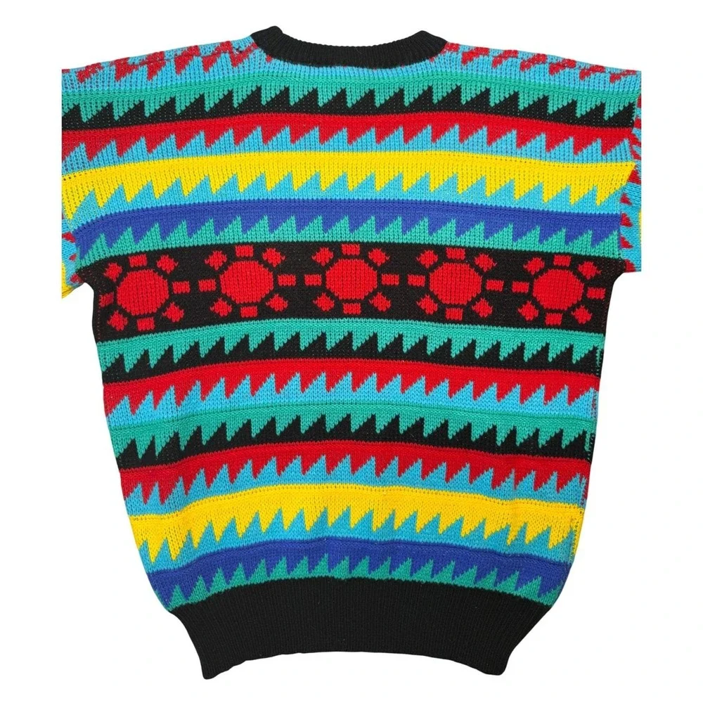 Vintage 80s OP Ocean Pacific Rainbow‎ Knit Sweater Mens Large Apres Ski